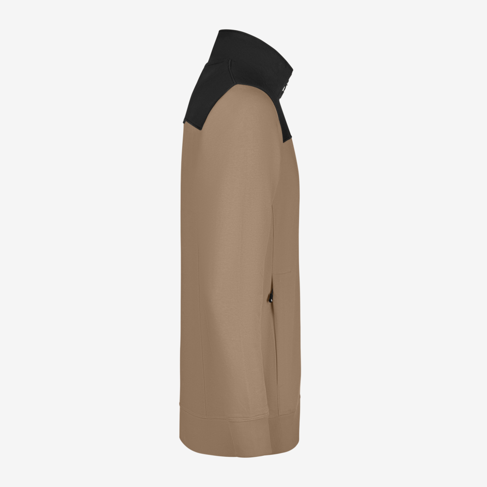 FHB ROB Zip-Sweatshirt, beige-schwarz, Gr. M