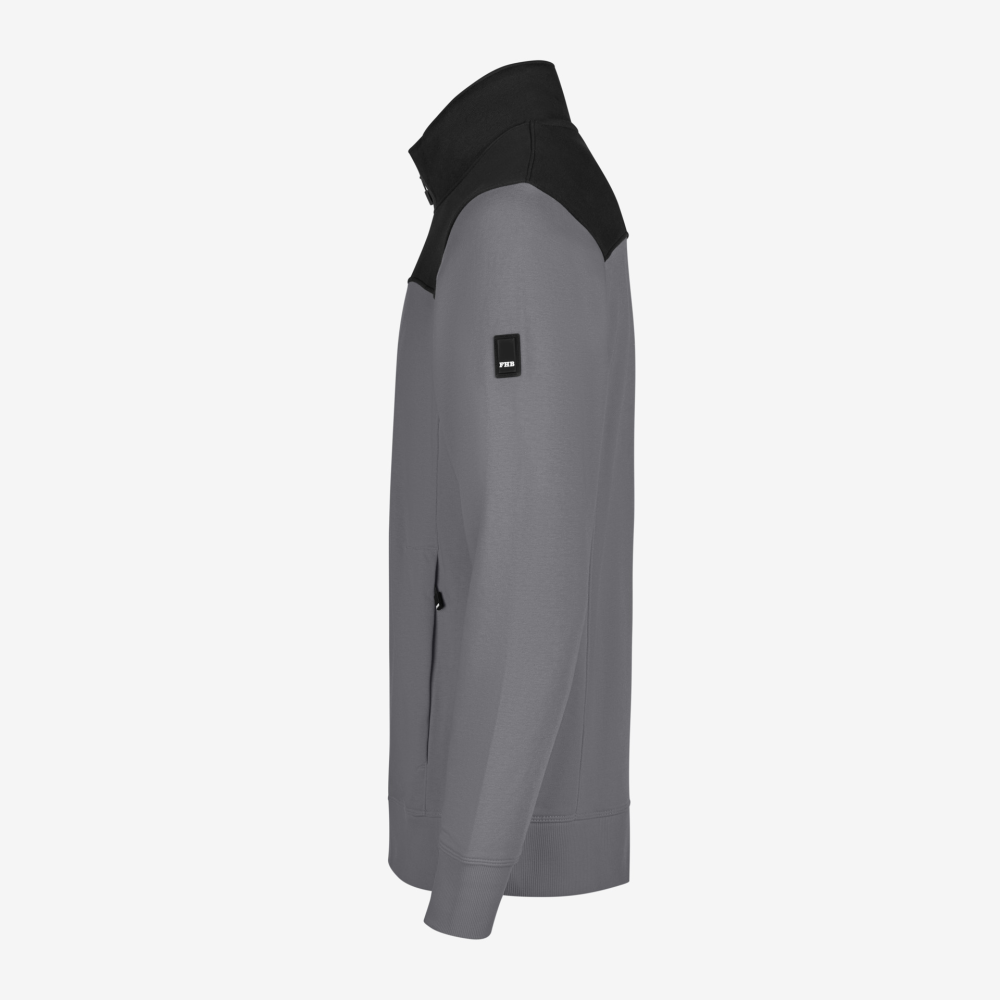 FHB ROB Zip-Sweatshirt, grau-schwarz, Gr. L