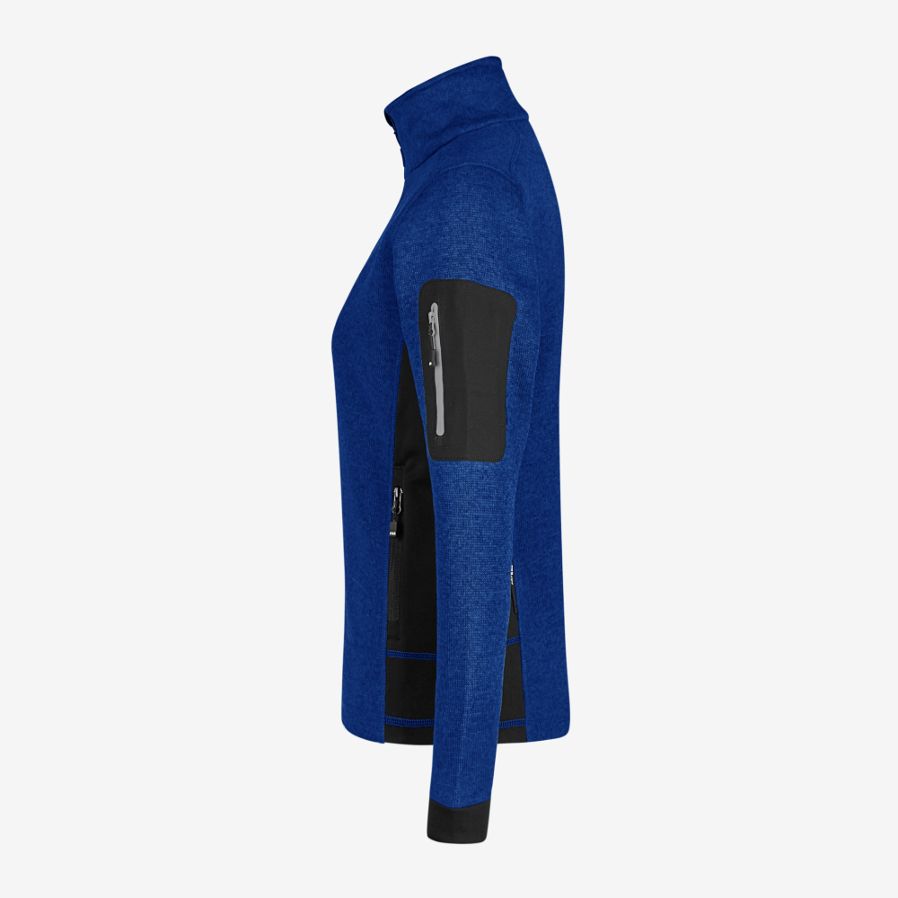 FHB MARIEKE Strick-Fleece-Jacke Damen, royalblau-schwarz, Gr. M