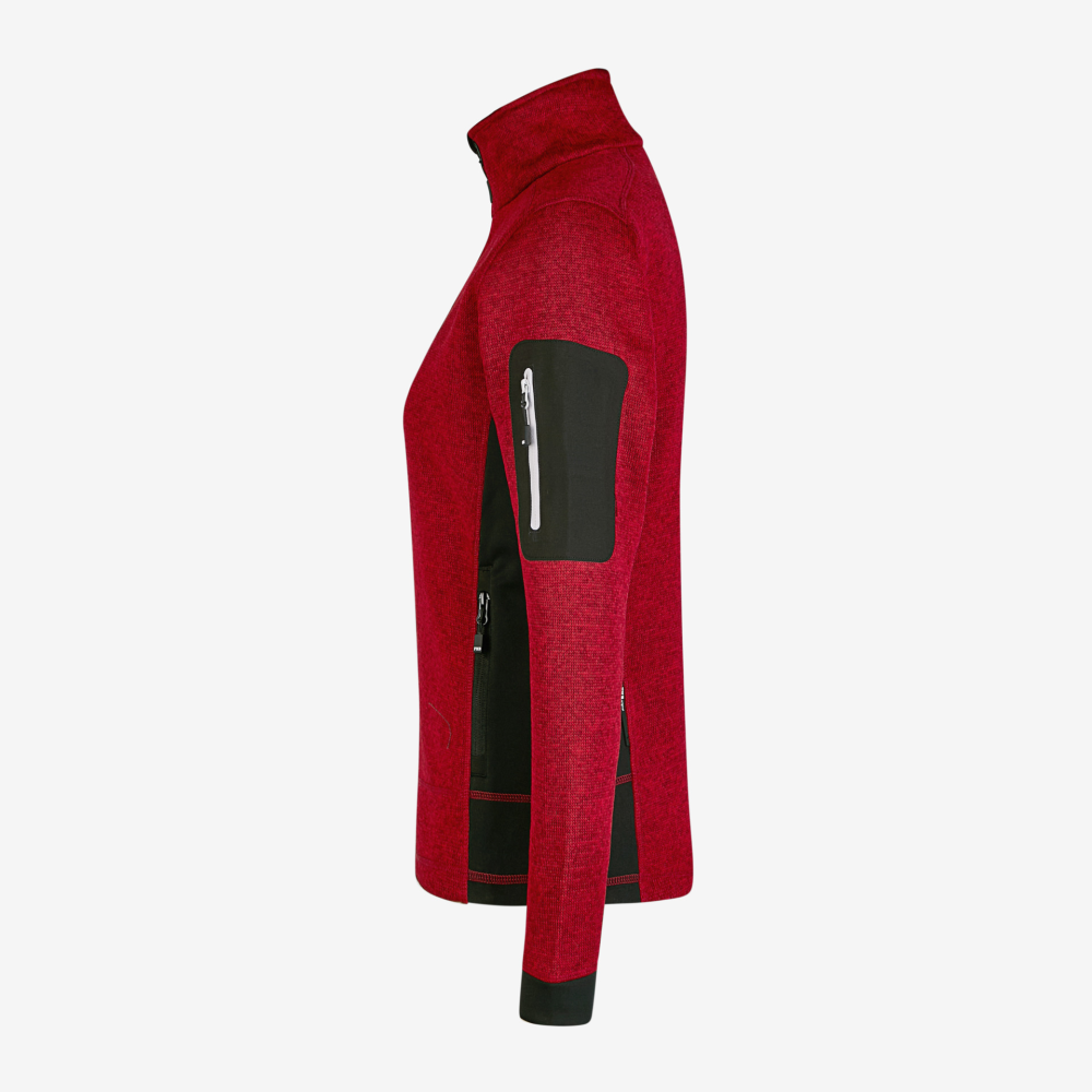 FHB MARIEKE Strick-Fleece-Jacke Damen, rot-schwarz, Gr. XS