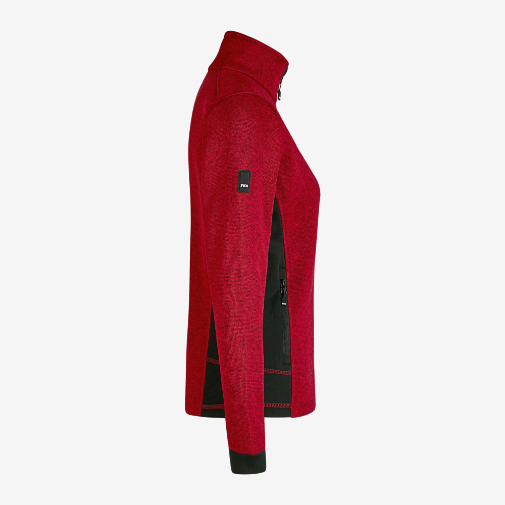 FHB MARIEKE Strick-Fleece-Jacke Damen, rot-schwarz, Gr. XS