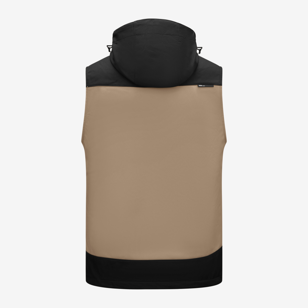 FHB JUSTUS Softshellweste, beige-schwarz, Gr. M