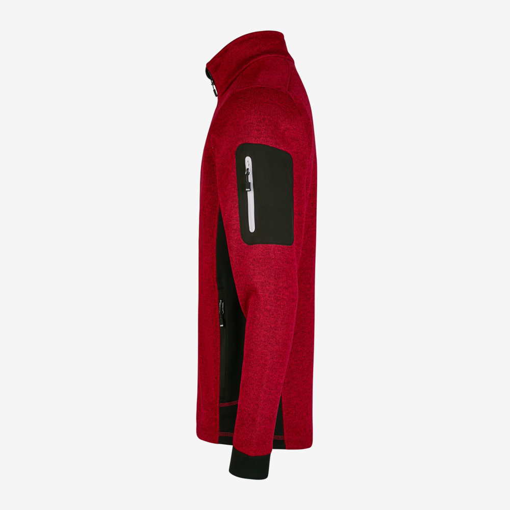 FHB CHRISTOPH Strick-Fleece-Jacke, rot-schwarz, Gr. 2XL