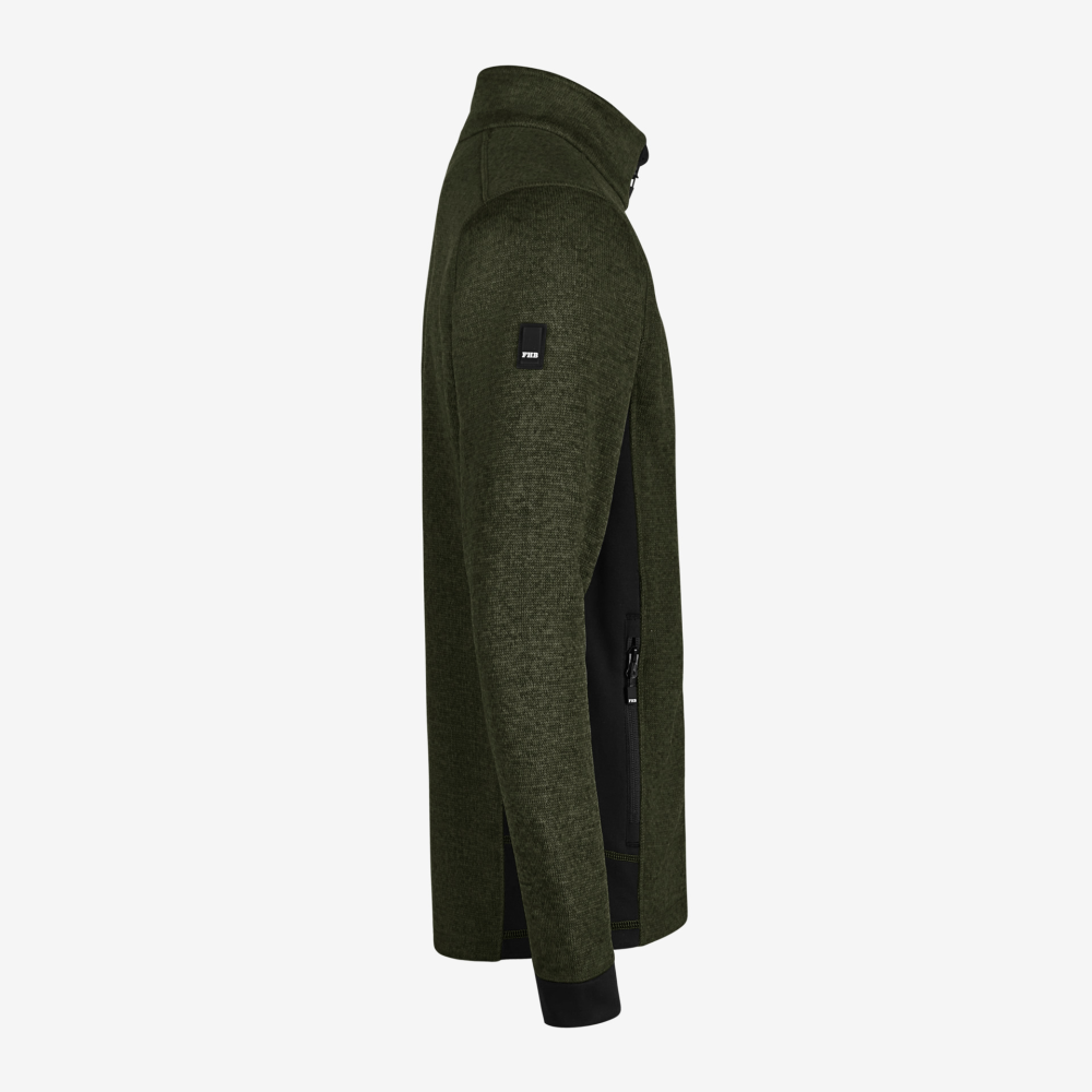 FHB CHRISTOPH Strick-Fleece-Jacke, oliv-schwarz, Gr. M