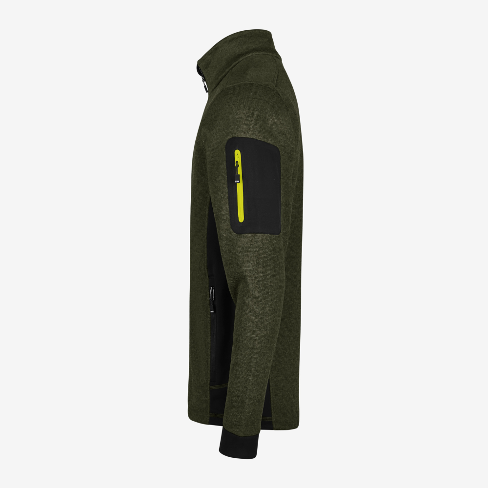 FHB CHRISTOPH Strick-Fleece-Jacke, oliv-schwarz, Gr. M