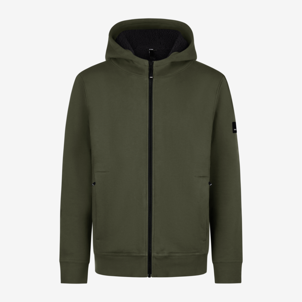 FHB HAJO Hoodie-Jacke mit Webpelz unisex oliv 5XL