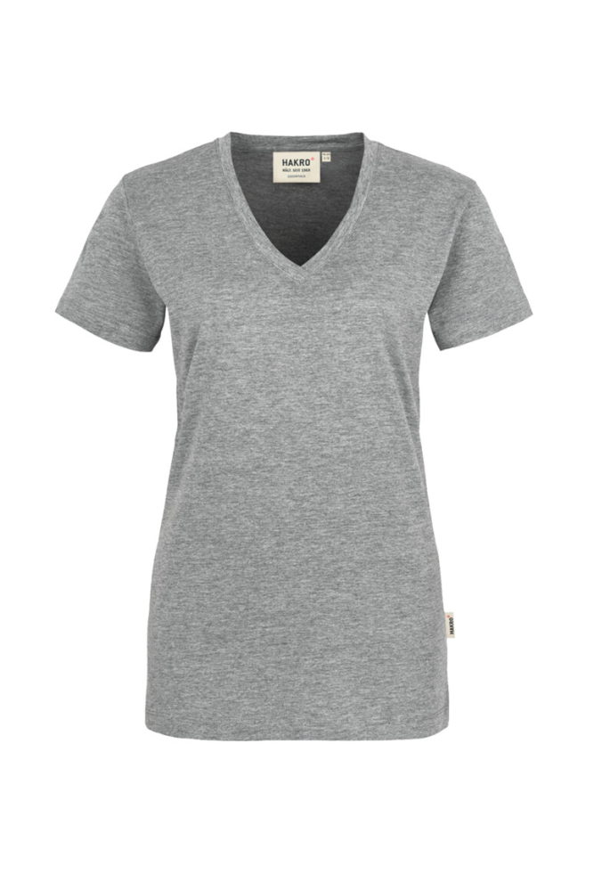 HAKRO Damen V-Shirt Classic, grau meliert
