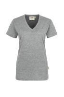 HAKRO Damen V-Shirt Classic, grau meliert