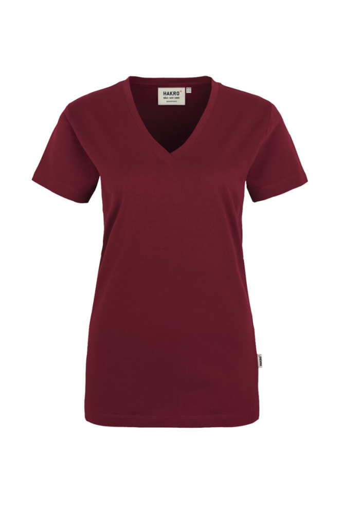 HAKRO Damen V-Shirt Classic, weinrot