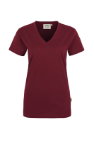 HAKRO Damen V-Shirt Classic, weinrot