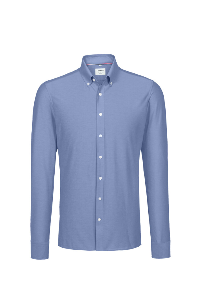 HAKRO Hemd Natural Stretch Regular, ozeanblau
