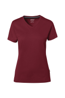 HAKRO COTTON TEC® Damen V-Shirt, weinrot