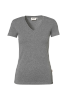 HAKRO Damen V-Shirt Stretch, grau meliert