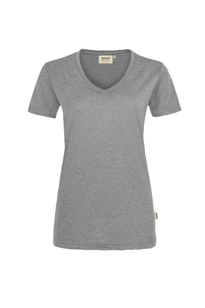 HAKRO Damen V-Shirt MIKRALINAR®, grau meliert