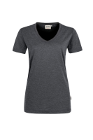 HAKRO Damen V-Shirt MIKRALINAR®, anthrazit meliert, XS