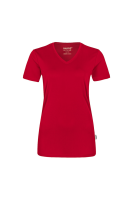 HAKRO Damen V-Shirt COOLMAX®, rot, XS