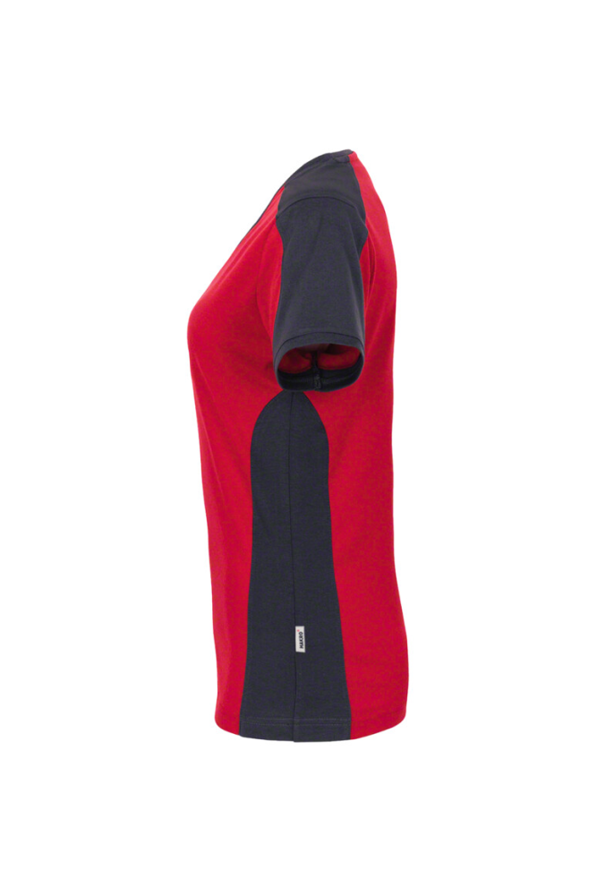 HAKRO Damen V-Shirt Contrast MIKRALINAR®, rot/anthrazit