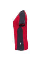 HAKRO Damen V-Shirt Contrast MIKRALINAR®, rot/anthrazit