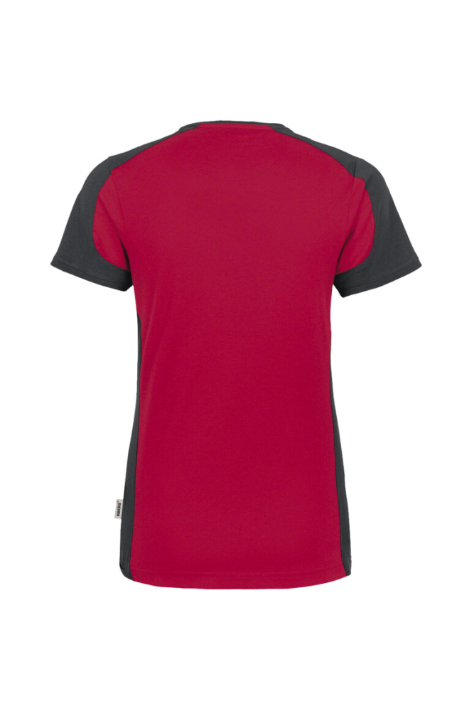 HAKRO Damen V-Shirt Contrast MIKRALINAR®, rot/anthrazit