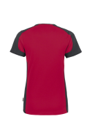 HAKRO Damen V-Shirt Contrast MIKRALINAR®, rot/anthrazit
