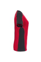HAKRO Damen V-Shirt Contrast MIKRALINAR®, rot/anthrazit