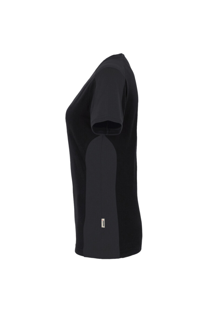 HAKRO Damen V-Shirt Contrast MIKRALINAR®, schwarz/anthrazit