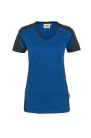 HAKRO Damen V-Shirt Contrast MIKRALINAR®, royalblau/anthrazit