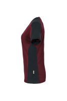 HAKRO Damen V-Shirt Contrast MIKRALINAR®, weinrot/anthrazit