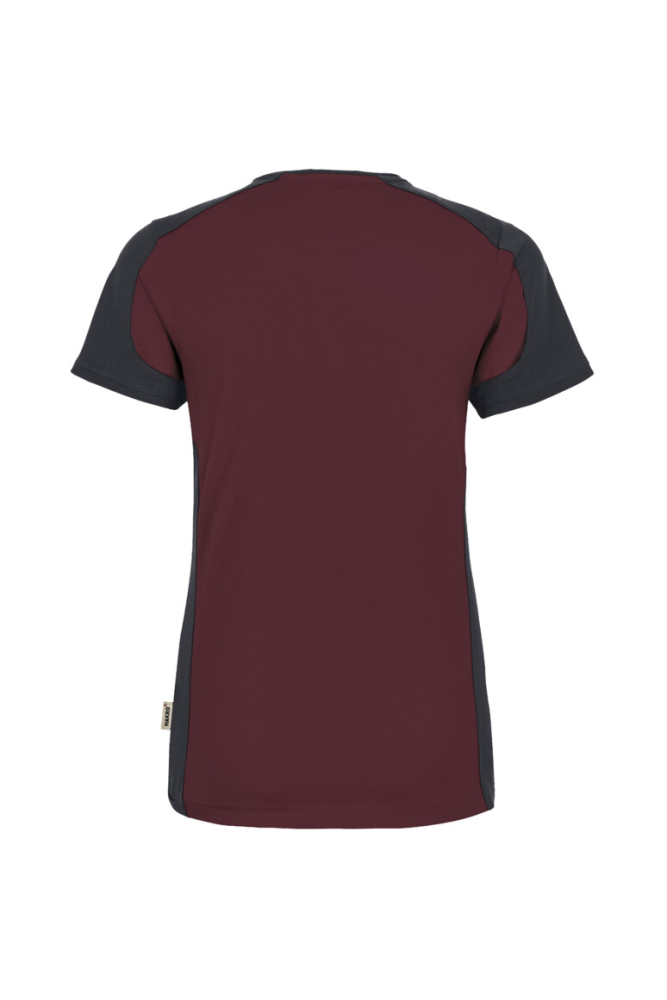 HAKRO Damen V-Shirt Contrast MIKRALINAR®, weinrot/anthrazit