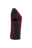 HAKRO Damen V-Shirt Contrast MIKRALINAR®, weinrot/anthrazit