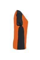 HAKRO Damen V-Shirt Contrast MIKRALINAR®, orange/anthrazit