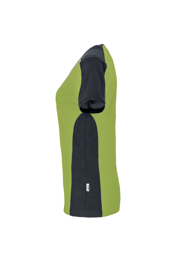 HAKRO Damen V-Shirt Contrast MIKRALINAR®, kiwi/anthrazit