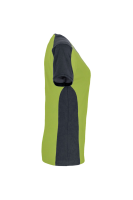 HAKRO Damen V-Shirt Contrast MIKRALINAR®, kiwi/anthrazit