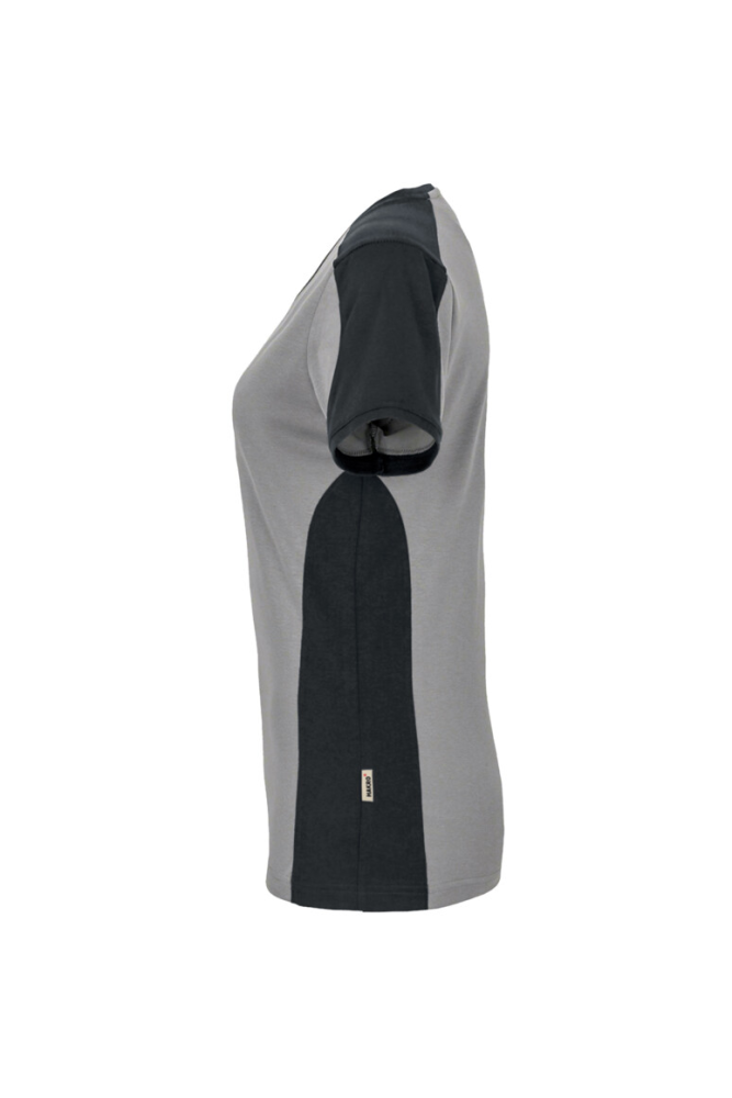 HAKRO Damen V-Shirt Contrast MIKRALINAR®, titan/anthrazit