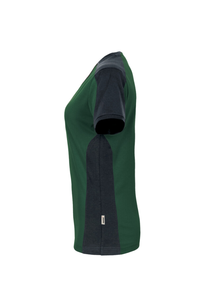 HAKRO Damen V-Shirt Contrast MIKRALINAR®, tanne/anthrazit