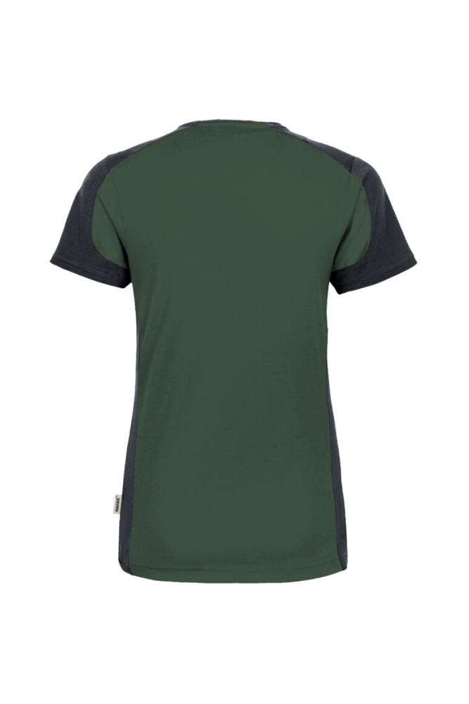 HAKRO Damen V-Shirt Contrast MIKRALINAR®, tanne/anthrazit