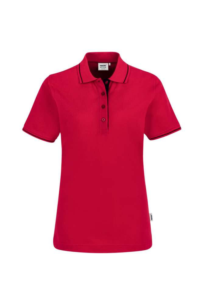 HAKRO Damen Poloshirt Casual, rot/schwarz