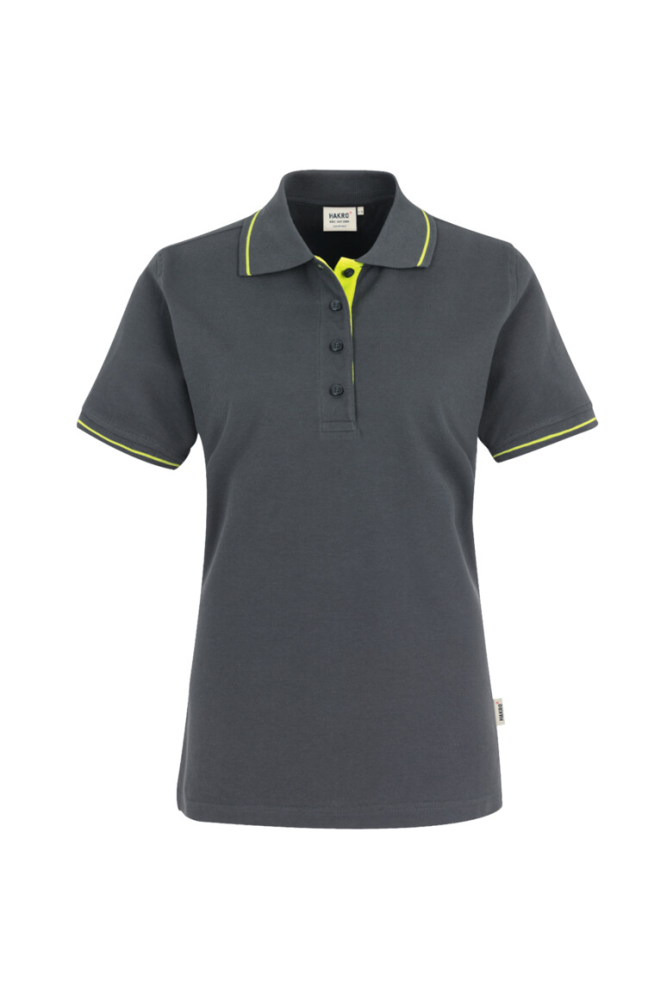 HAKRO Damen Poloshirt Casual, anthrazit/kiwi