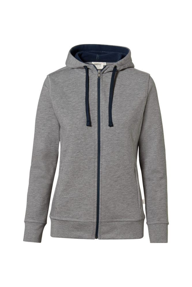 HAKRO Damen Kapuzenjacke Bonded ECO, grau meliert/tinte