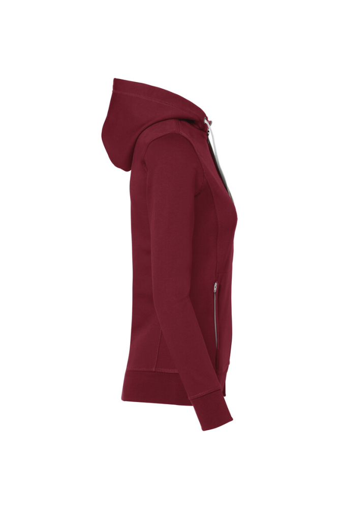 HAKRO Damen Kapuzenjacke Bonded ECO, weinrot/silber