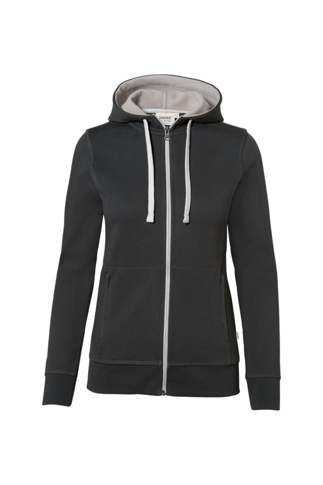 HAKRO Damen Kapuzenjacke Bonded ECO, anthrazit/silber