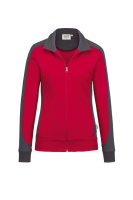 HAKRO Damen Sweatjacke Contrast MIKRALINAR®, rot/anthrazit