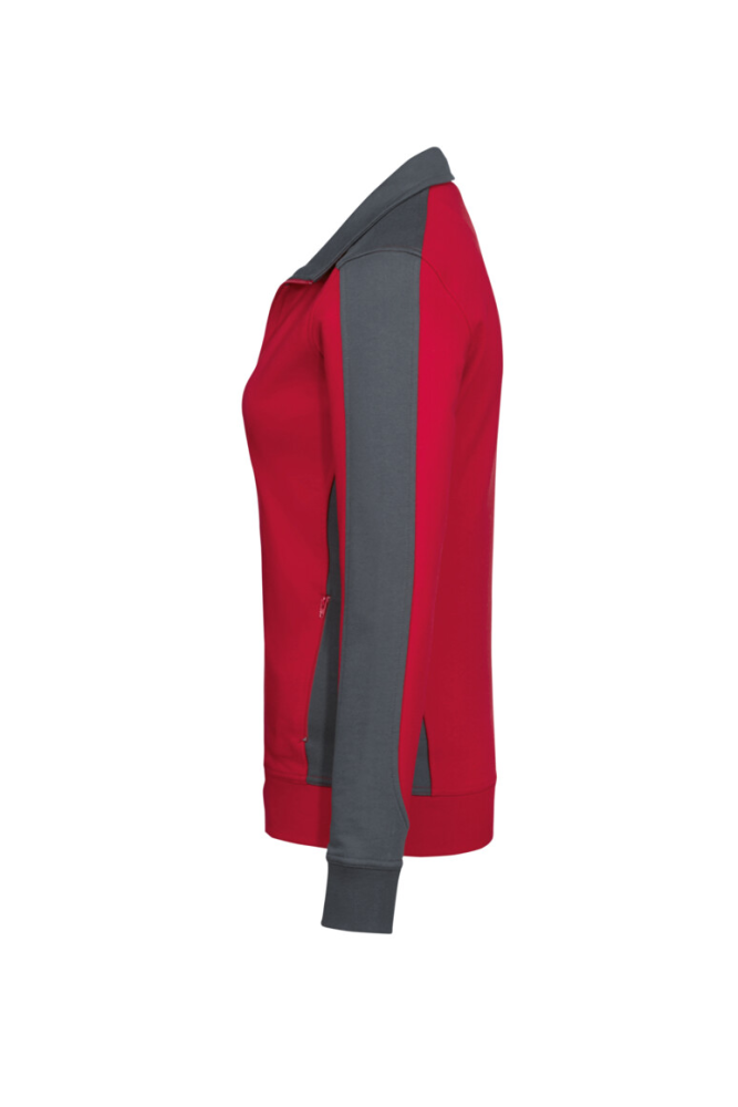 HAKRO Damen Sweatjacke Contrast MIKRALINAR®, rot/anthrazit