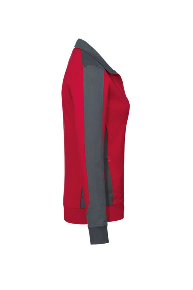 HAKRO Damen Sweatjacke Contrast MIKRALINAR®, rot/anthrazit