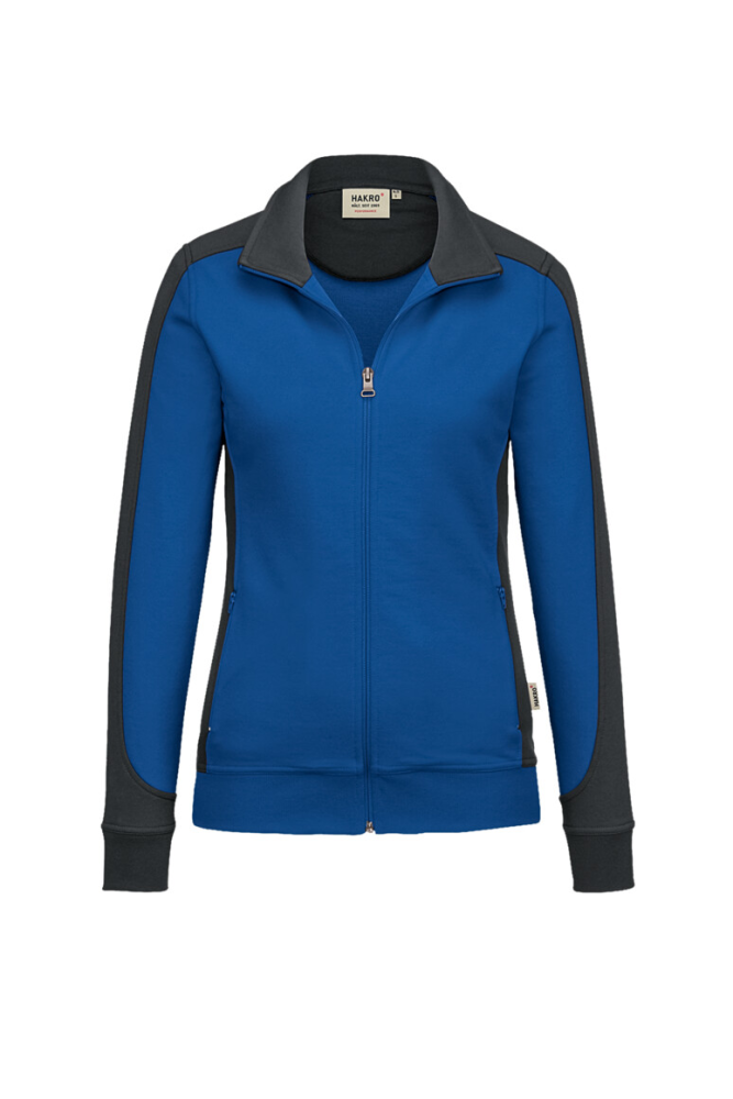 HAKRO Damen Sweatjacke Contrast MIKRALINAR®, royalblau/anthrazit