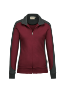 HAKRO Damen Sweatjacke Contrast MIKRALINAR®, weinrot/anthrazit