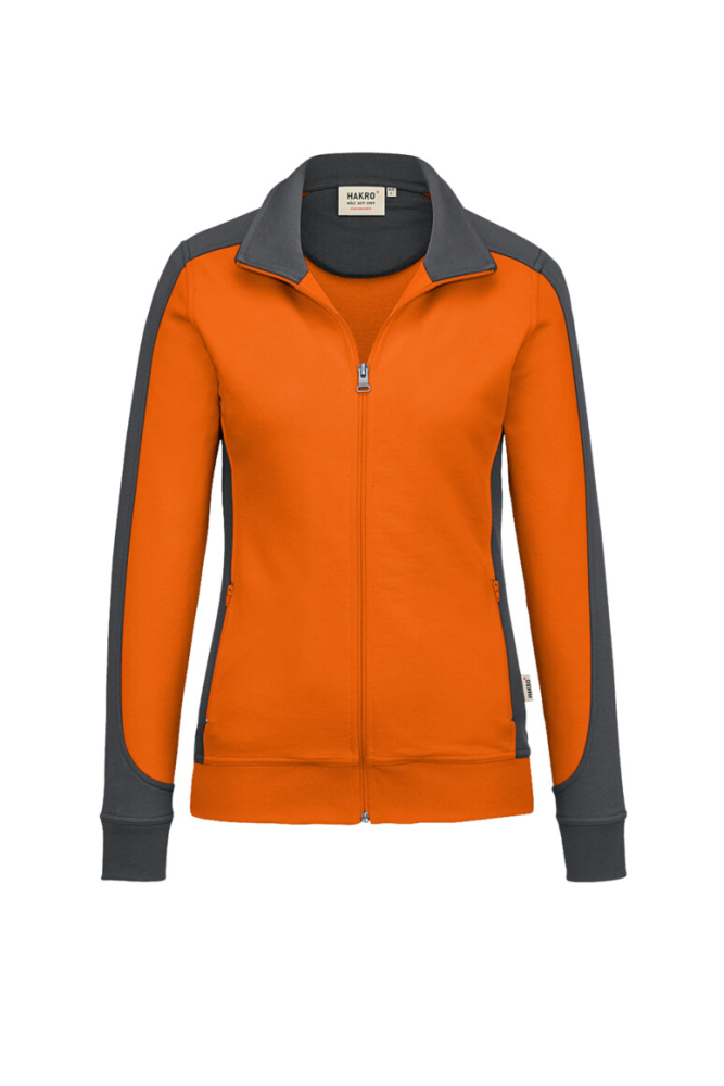 HAKRO Damen Sweatjacke Contrast MIKRALINAR®, orange/anthrazit