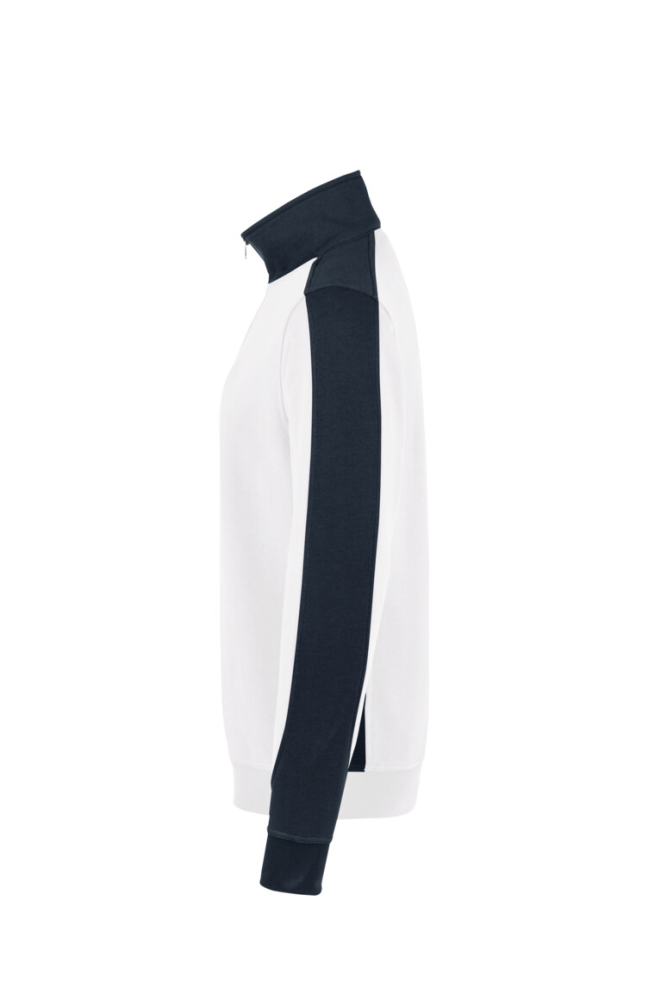 HAKRO Zip-Sweatshirt Contrast MIKRALINAR®, weiss/anthrazit