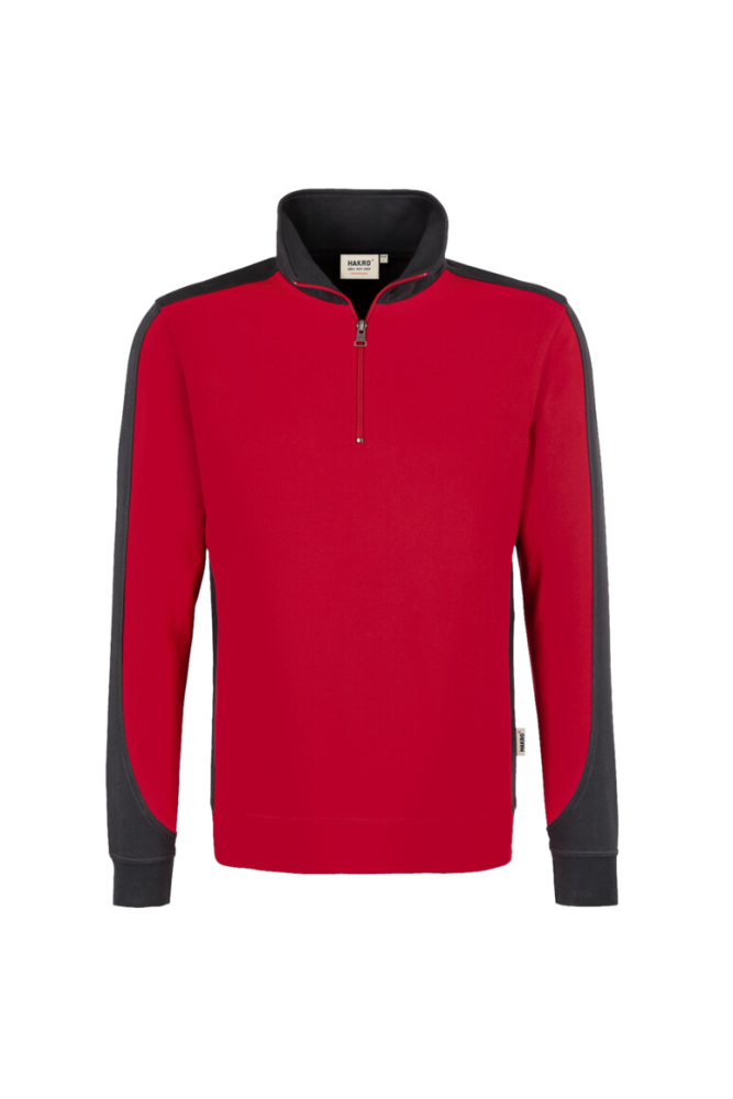 HAKRO Zip-Sweatshirt Contrast MIKRALINAR®, rot/anthrazit