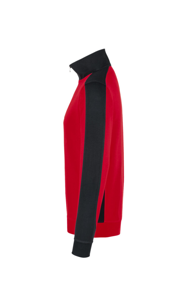 HAKRO Zip-Sweatshirt Contrast MIKRALINAR®, rot/anthrazit